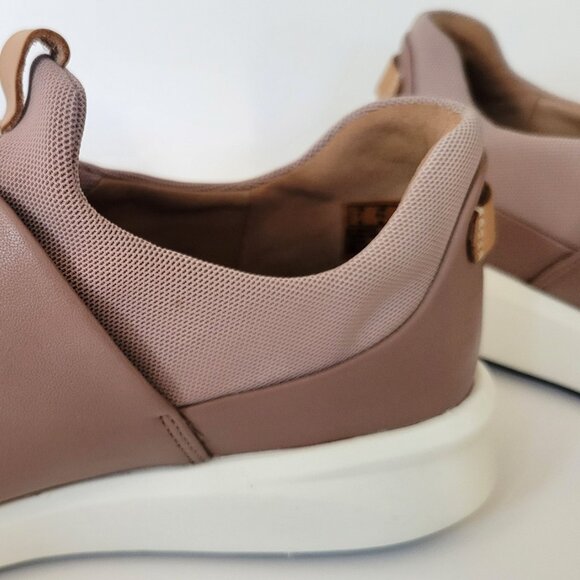 Clarks Unstructured Un Rio Slip On Lace Up Leather Sneaker Shoe Dark Blush 9.5M - Picture 10 of 10